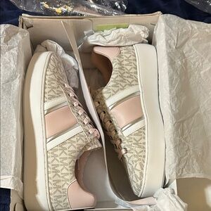 Michael Kors Pink and Beige Sneakers